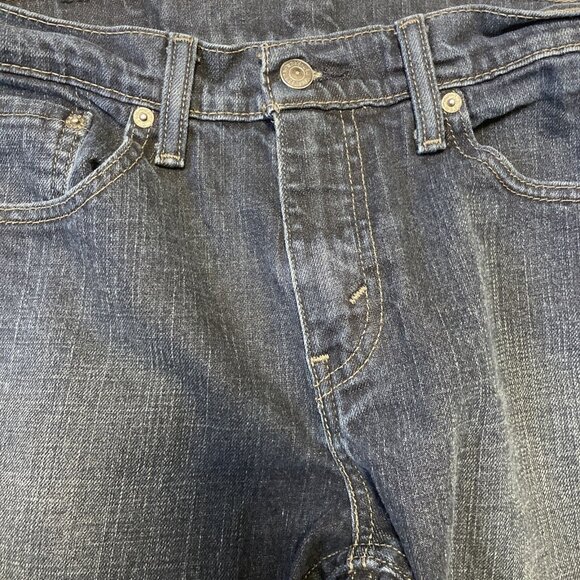 Levis Jeans Men Sz 32 x 32 Blue 511 Slim Dark Rinse Black Patch Raw Hem Modified - Picture 3 of 12